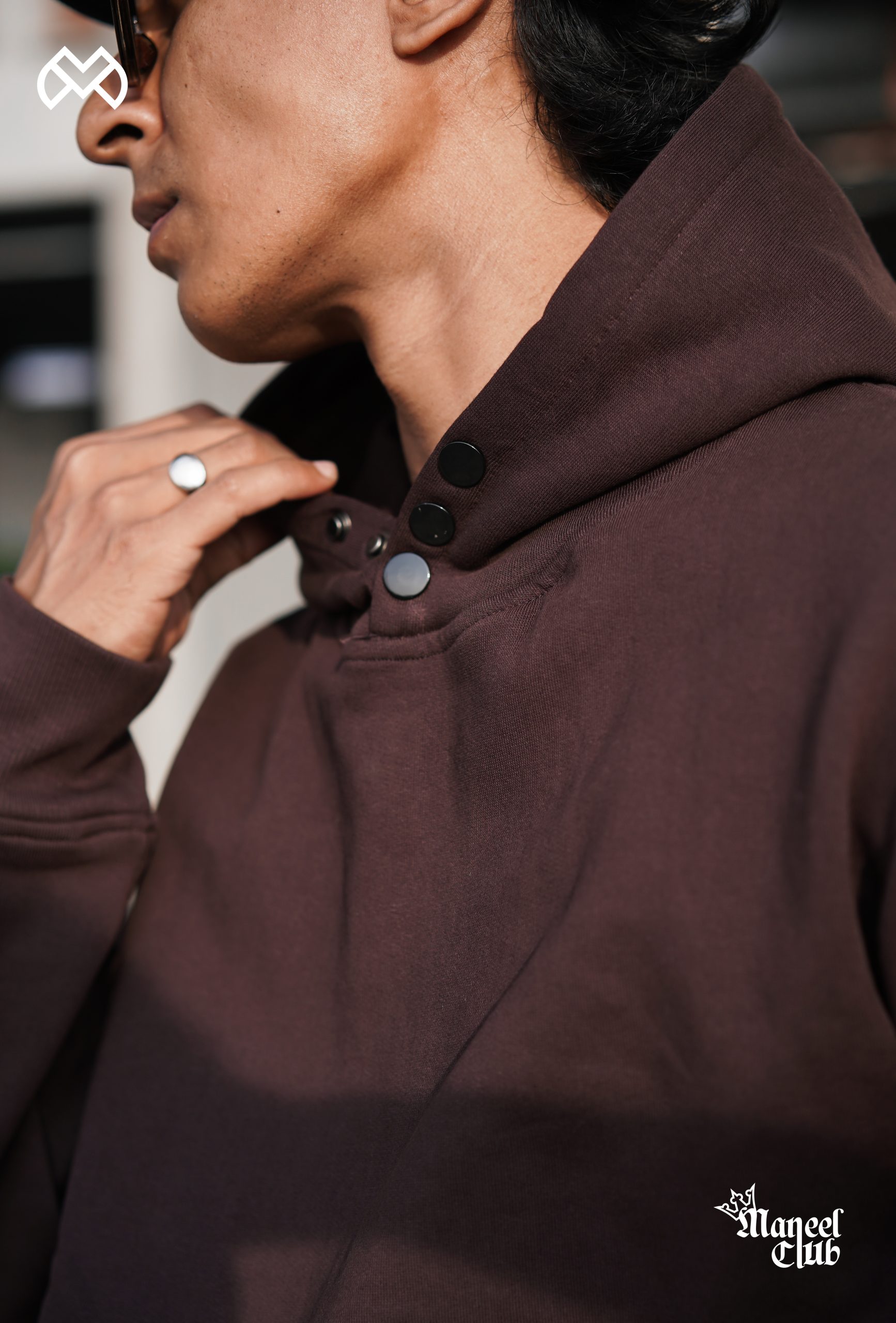 Snap Button Drop Shoulder Hoodie - Image 2