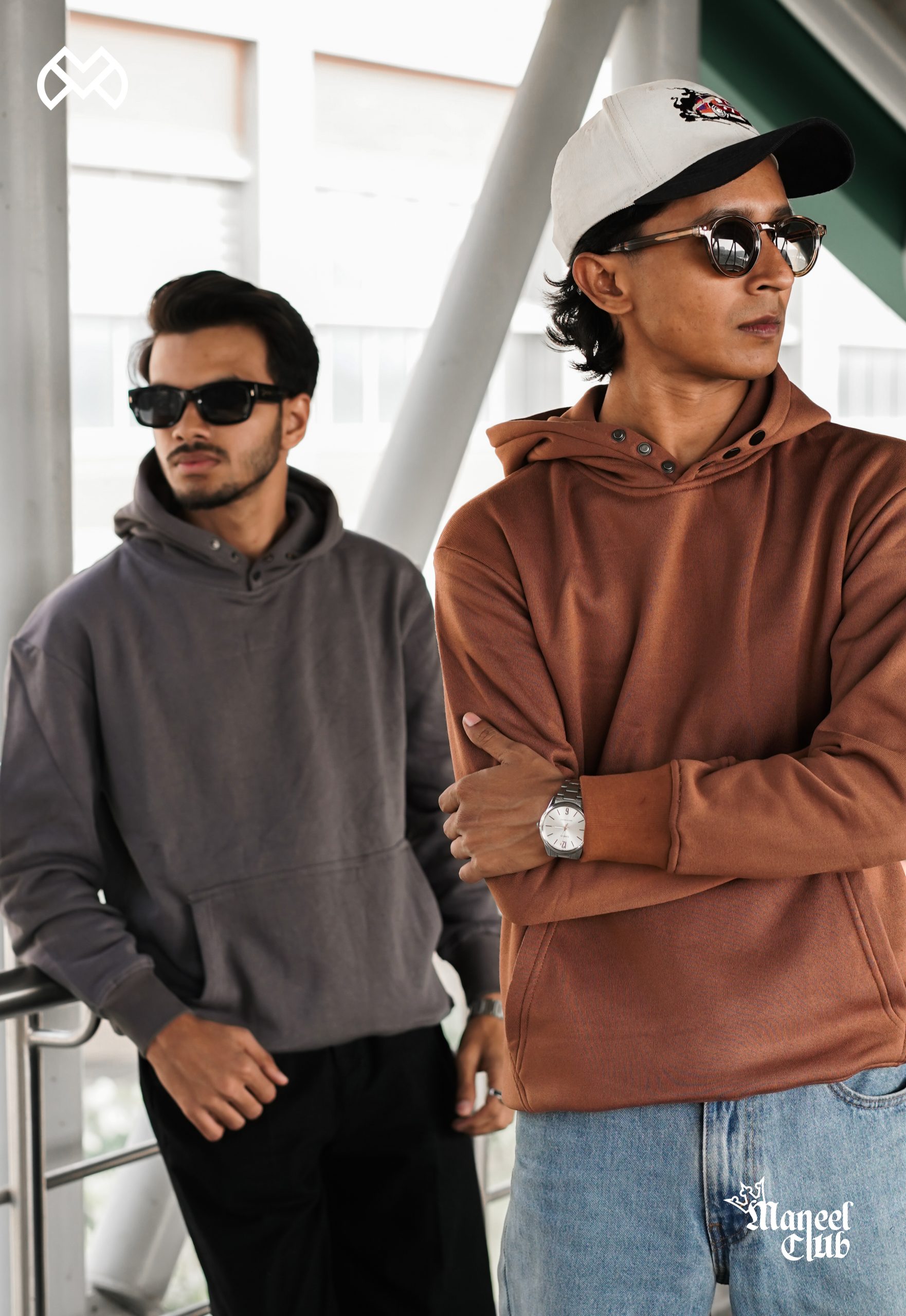 Snap Button Drop Shoulder Hoodie